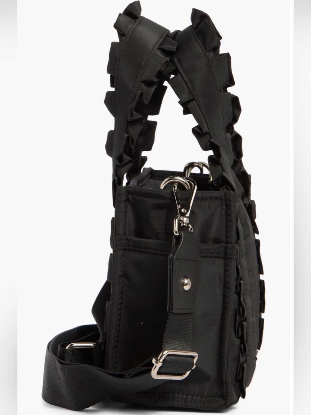 MADDEN GIRL Emilyy Ruffle Nylon Mini Tote in Black - Picture 2 of 14
